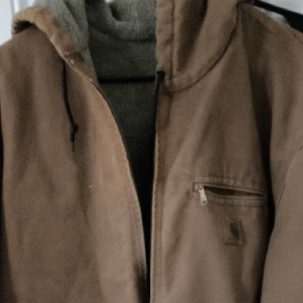 Carhartt Men's Tan Hooded Heavy  Jacket